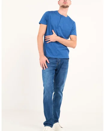 Blugi regular fit cu talie medie, Albastru inchis