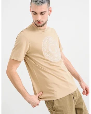 Tricou din bumbac cu logo brodat, Maro nisip
