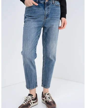 Blugi crop boyfriend, Albastru prafuit