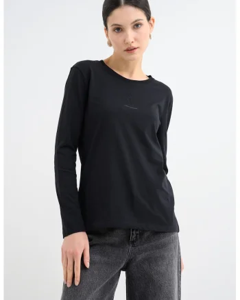 Bluza cu decolteu rotund, Negru