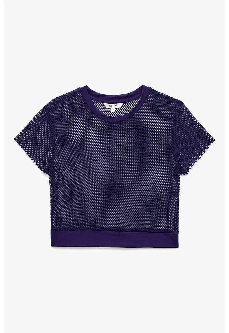 Tricou uni cu decolteu la baza gatului, Albastru indigo