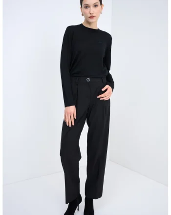 Pulover uni de lana virgina, Negru