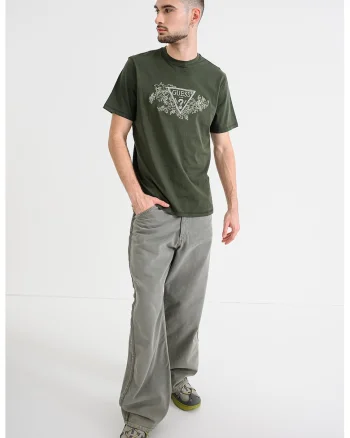 Tricou brodat de bumbac, Kaki inchis