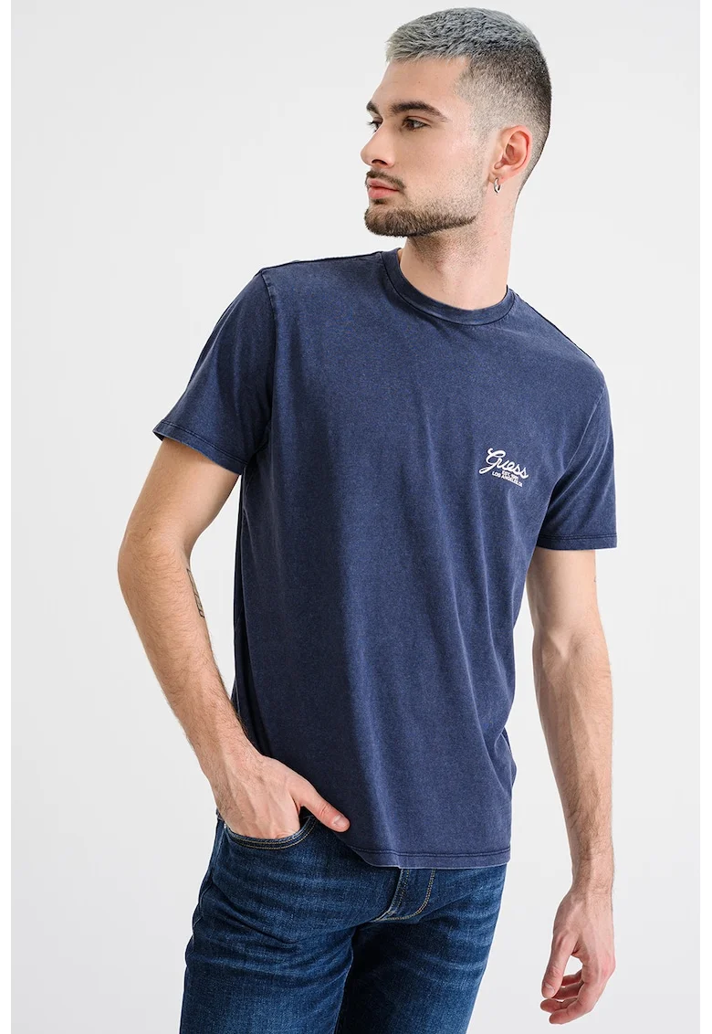 Tricou din bumbac cu logo pe partea din spate, Albastru indigo
