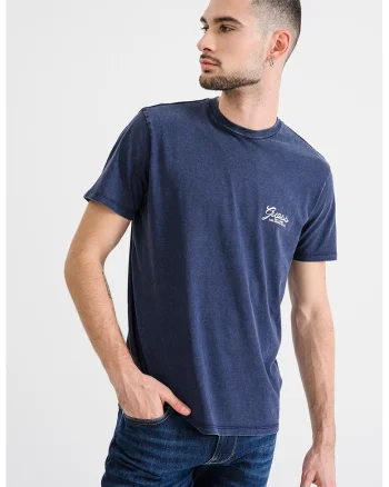 Tricou din bumbac cu logo pe partea din spate, Albastru indigo
