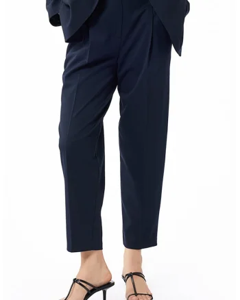 Pantaloni eleganti crop relaxed fit, Gri inchis