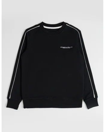 Bluza de trening din amestec de bumbac cu decolteu la baza gatului, Alb/Negru