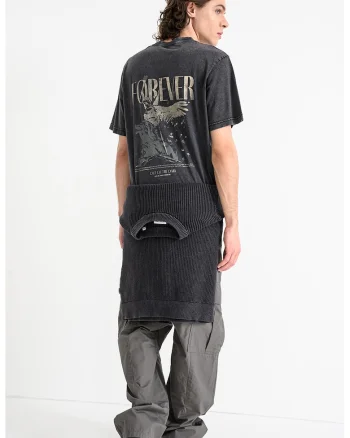 Tricou de bumbac organic cu imprimeu pe partea din spate, Gri/Galben/Negru stins
