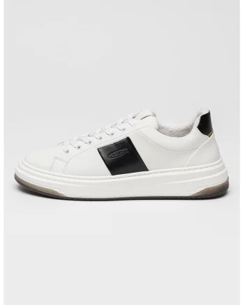 Pantofi sport din piele cu insertii din material textil Samovar, Alb/Negru