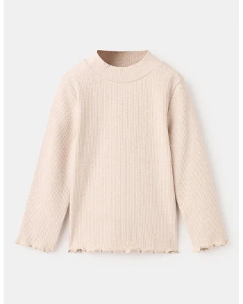 Bluza striata tricotata fin cu terminatii valurite, Piersica