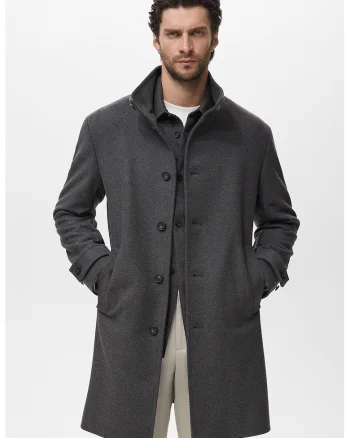 Palton midi slim fit din amestec de lana, Gri