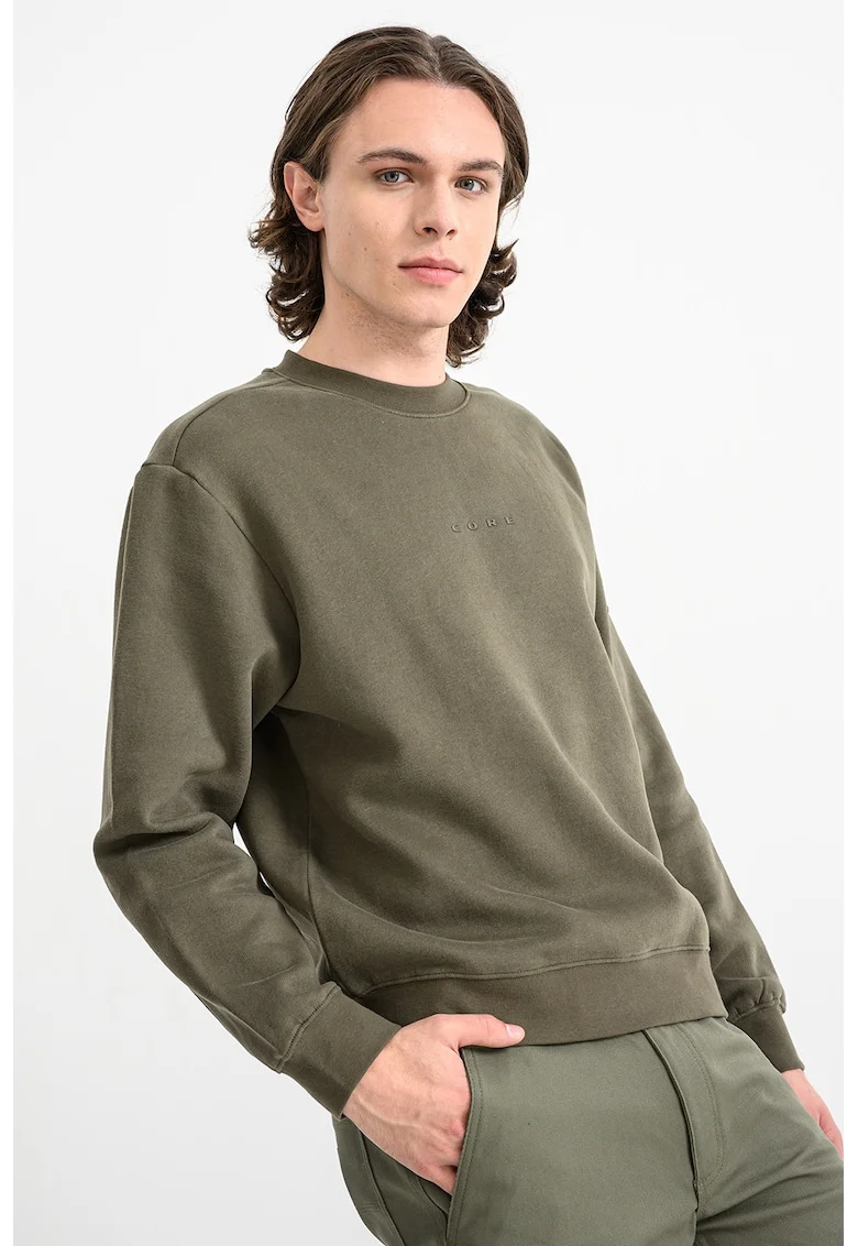 Bluza de trening lunga cu decolteu la baza gatului, Kaki pal