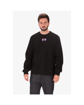 Bluza de trening cu decolteu la baza gatului si monograma, Negru