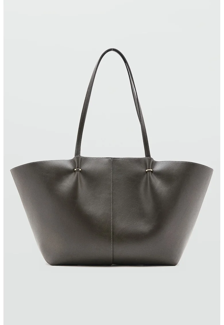 Geanta shopper de piele ecologica, Gri inchis