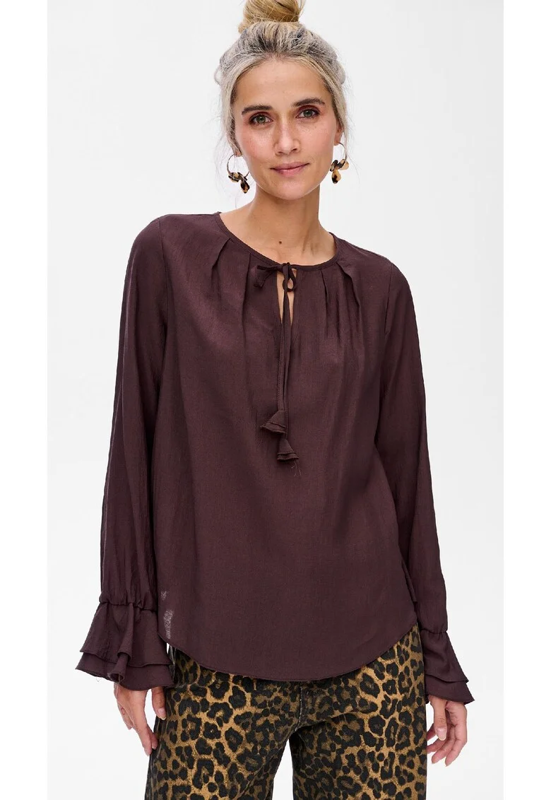 Bluza lejera cu maneci cu volane Louise, Maro