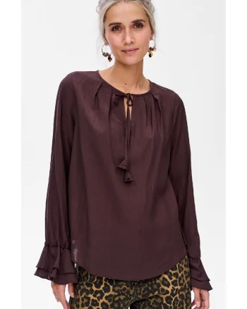 Bluza lejera cu maneci cu volane Louise, Maro
