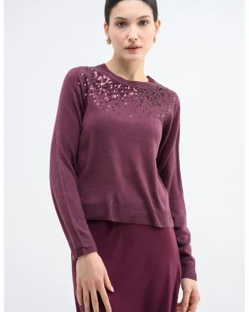 Pulover cu paiete, Violet