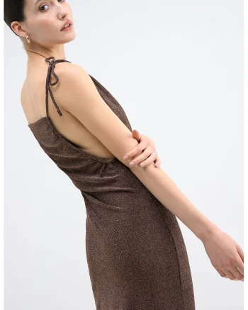 Rochie midi stralucitoare, Auriu/Negru