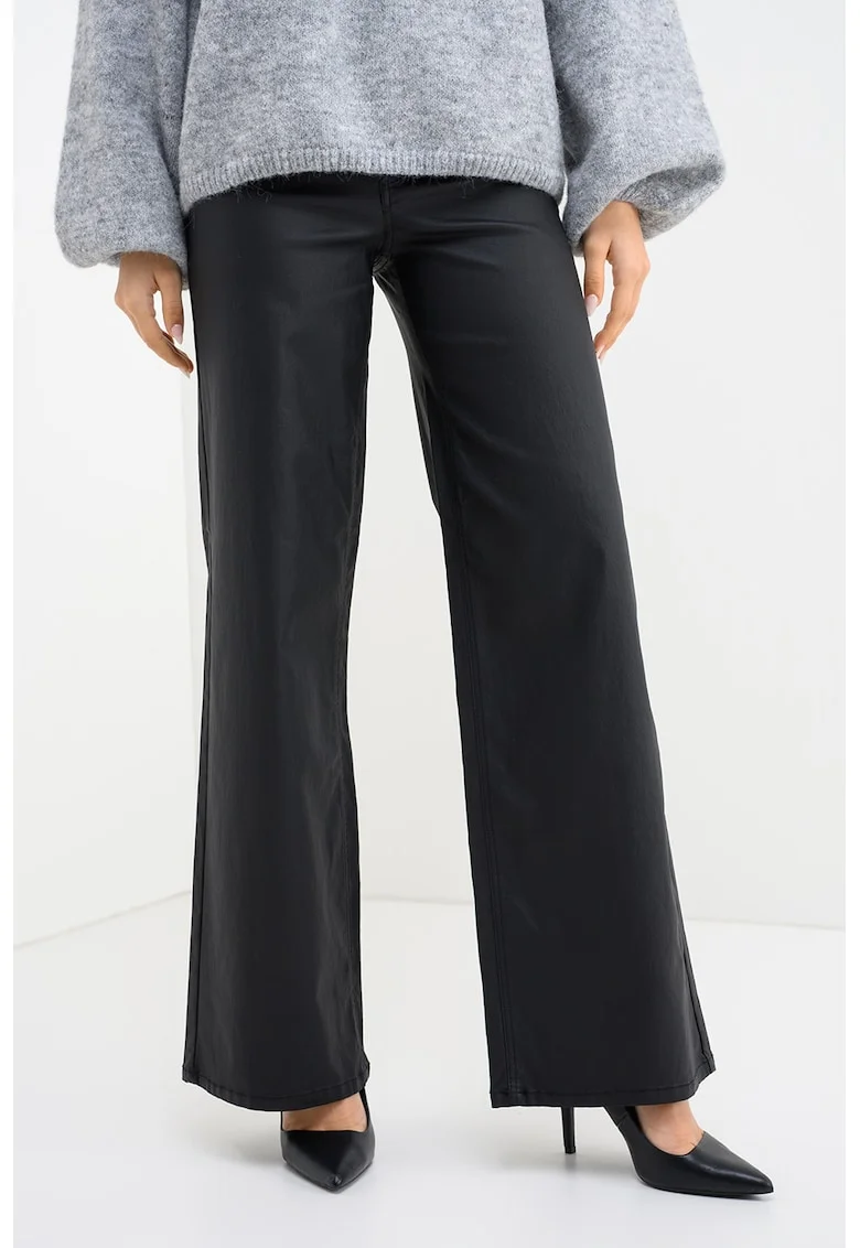 Pantaloni drepti cu talie medie, Negru