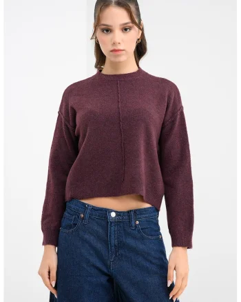 Pulover cu maneci cazute, Violet melange