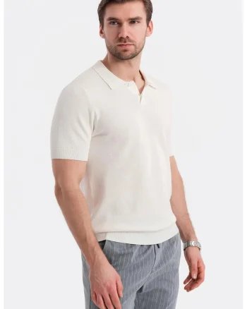 Tricou polo din bumbac pique 2, Alb murdar