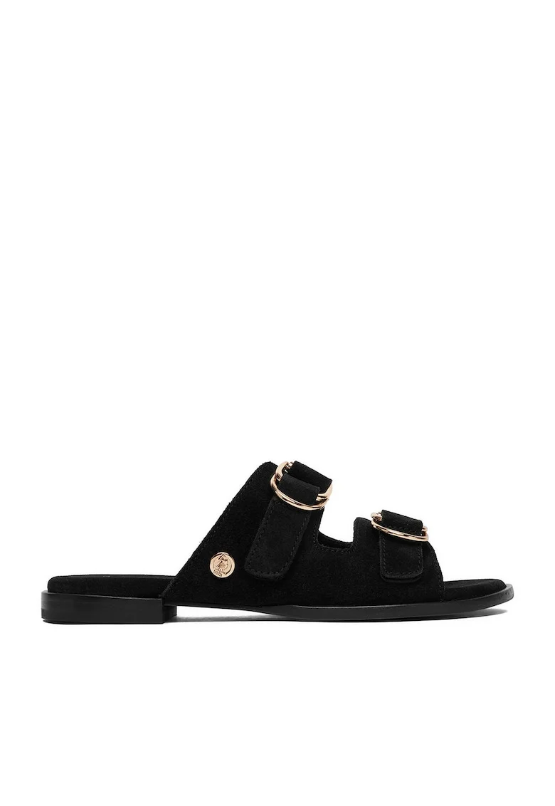 Papuci dama,  piele naturala, negru,