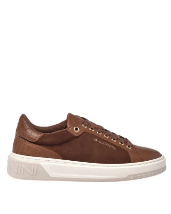 Pantofi sport wedge din piele si piele intoarsa, Maro