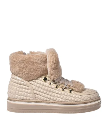 Pantofi sport flatform din piele, Crem