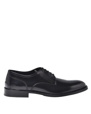Pantofi derby din piele cu sireturi, Negru
