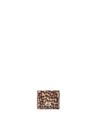 Portofel din piele intoarsa cu animal print, Negru/Maro