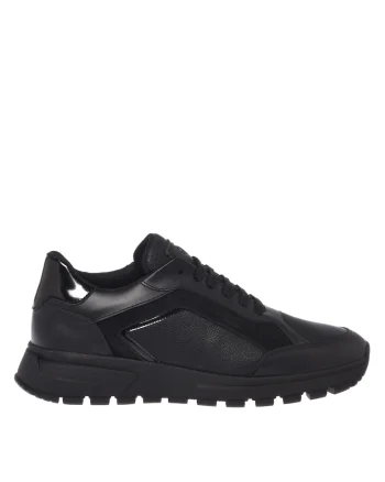 Pantofi sport din piele cu sireturi, Negru