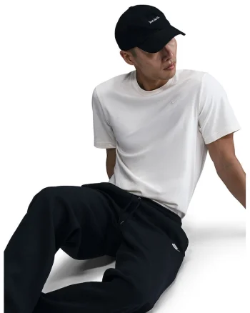 Pantaloni de trening cu buzunare laterale, Negru/Alb optic