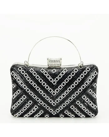 Geanta clutch neagra cu model 3d BYH-87900 06 14924, Negru