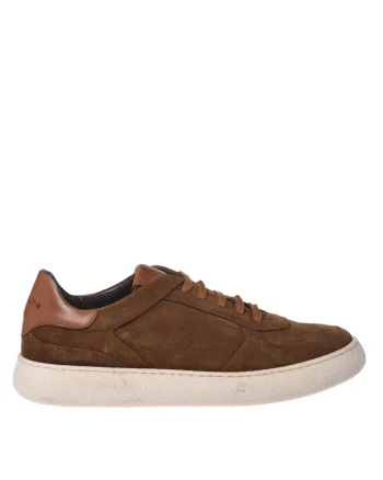 Pantofi sport din piele intoarsa cu insertii din piele, Maro