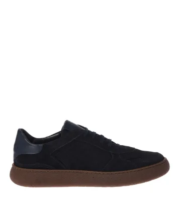 Pantofi sport din piele intoarsa cu insertii din piele, Albastru