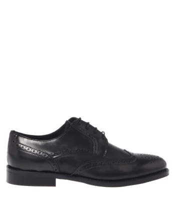 Pantofi derby din piele cu detalii perforate, Negru