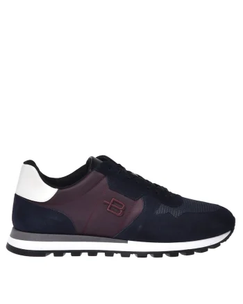 Pantofi sport flatform din piele intoarsa cu insertii din piele, Albastru