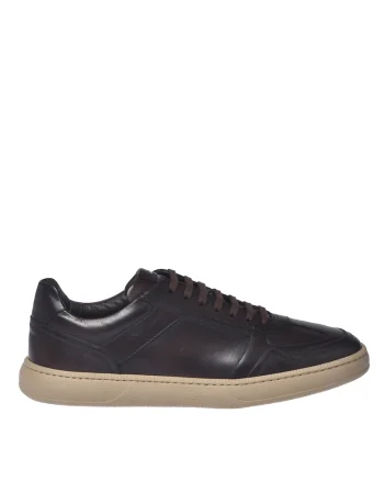 Pantofi sport low-cut din piele, Maro