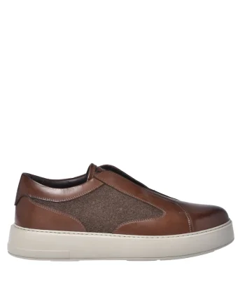 Pantofi sport cu garnituri de piele, Maro