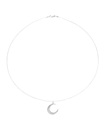 Colier fir transparent cu pandantiv din Argint 925, reglabil 38-41 cm, Colier fir transparent cu pandantiv Semi-luna din Argint 925, reglabil