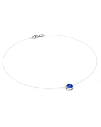 Colier fir transparent cu Cristal Swarovski in Caseta din Argint 925, reglabil 38-41 cm, Albastru