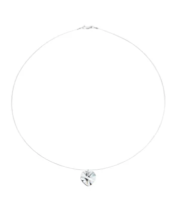 Colier fir transparent cu pandantiv Inimioara Swarovski si inchidere din Argint 925, reglabil, Transparent