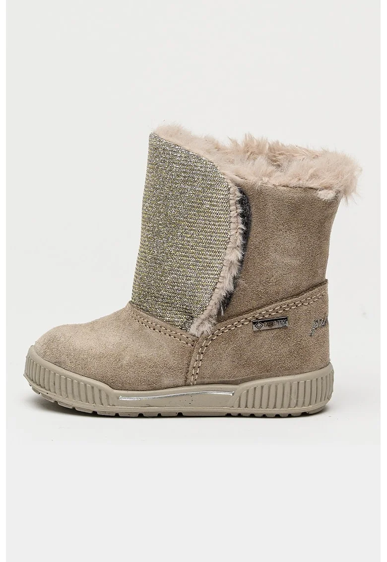 Cizme de piele intoarsa cu particule stralucitoare si tehnologie Gore-Tex, Gri deschis/Argintiu