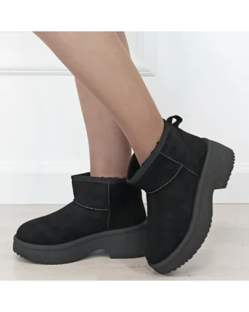 Ghete negre imblanite cu talpa groasa B-LT33-49 113 11092, Negru