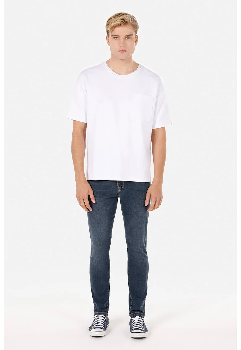 Blugi skinny cu talie medie, Albastru inchis