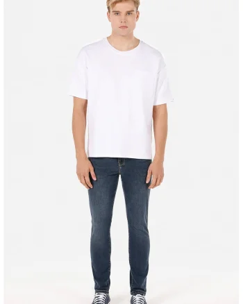 Blugi skinny cu talie medie, Albastru inchis