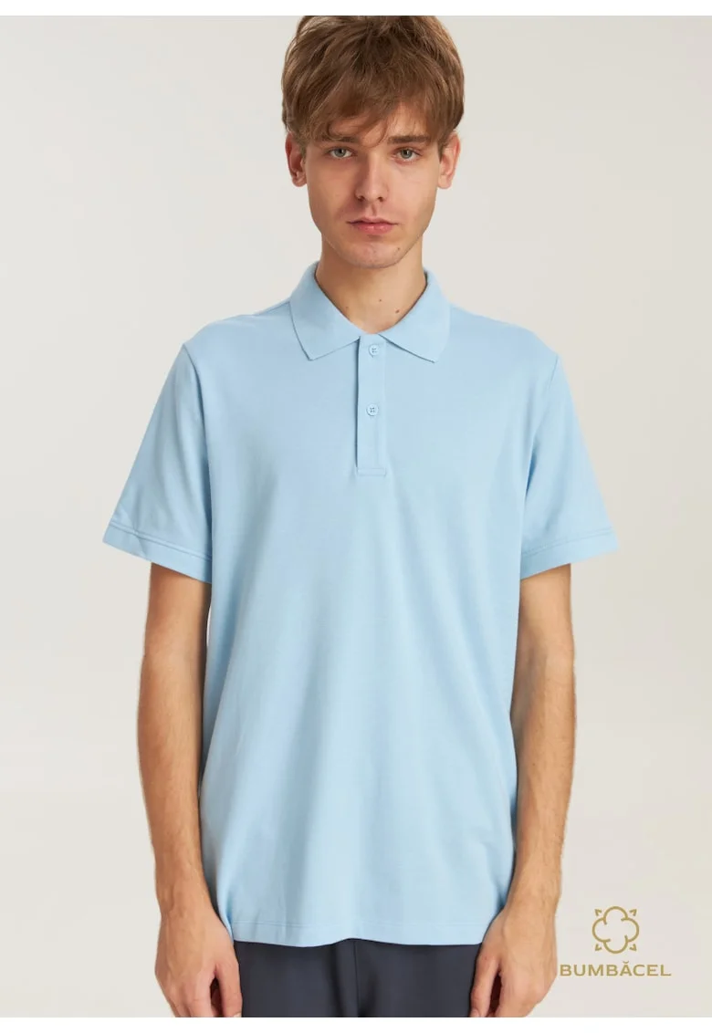 Tricou uniton polo, din bumbac, pentru barbati, Albastru
