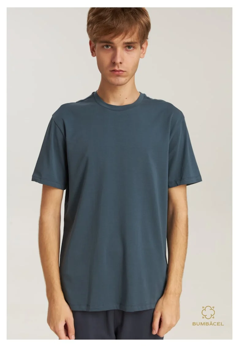 Tricou uniton cu maneca scurta, din bumbac, pentru barbati, Gri