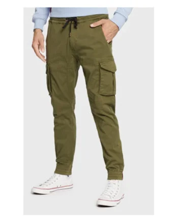 Pantaloni barbati,  bumbac, verde, elastan,