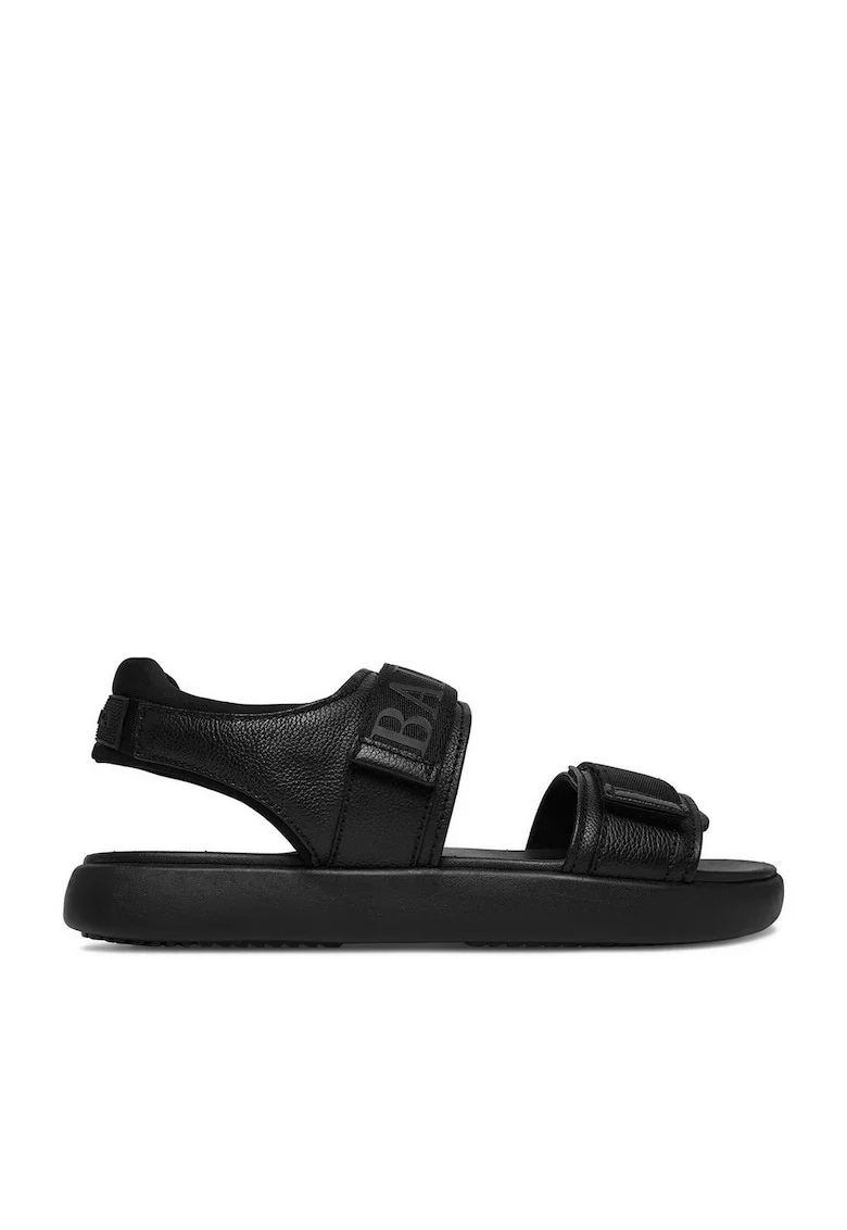 Sandale barbatesti  piele naturala, negru, sistem inchidere Velcro